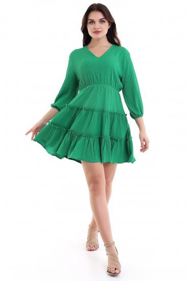 Modaness V Yaka Mini Elbise Yeşil Mdnss23